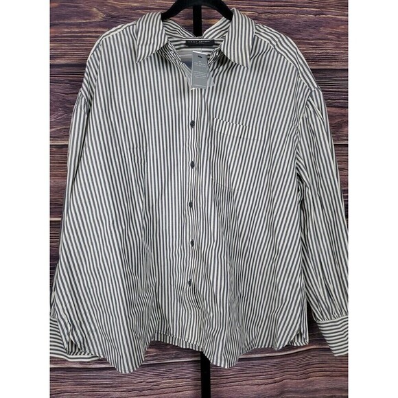 Lane Bryant Button Shirt Women's Size 2X (18/20) Striped Long Sleeve  NWT - Picture 8 of 13